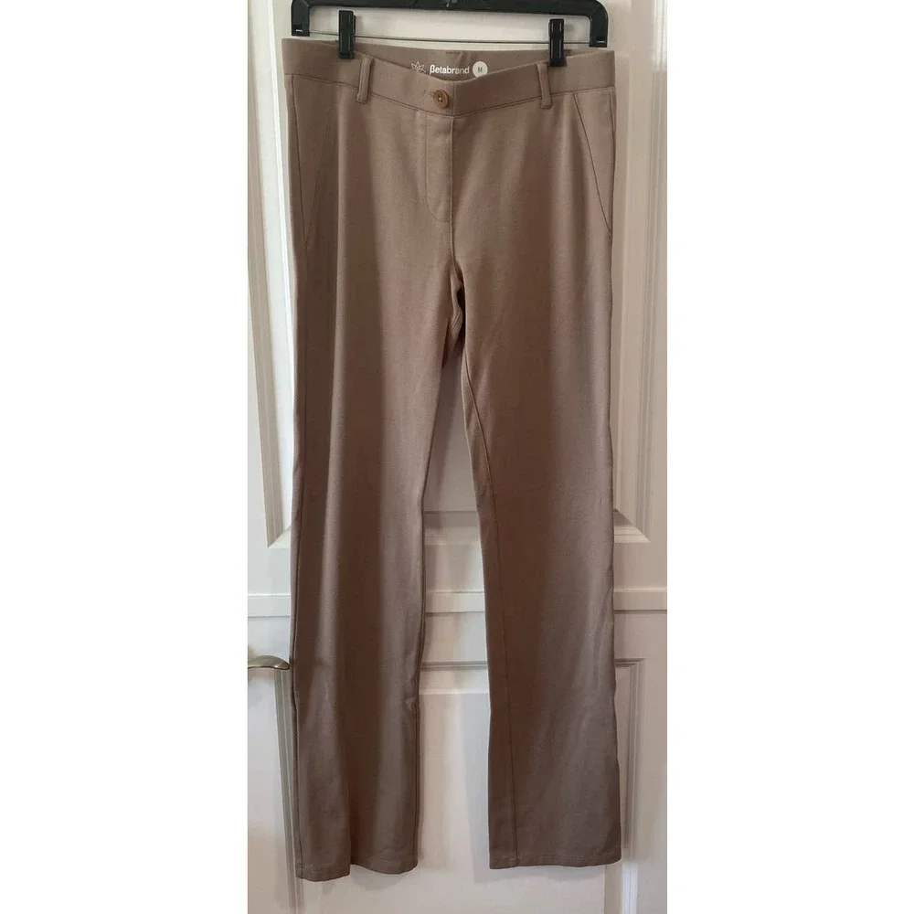 Betabrand Women's Beige Straight Dress Yoga Pants W0076-TKA Medium